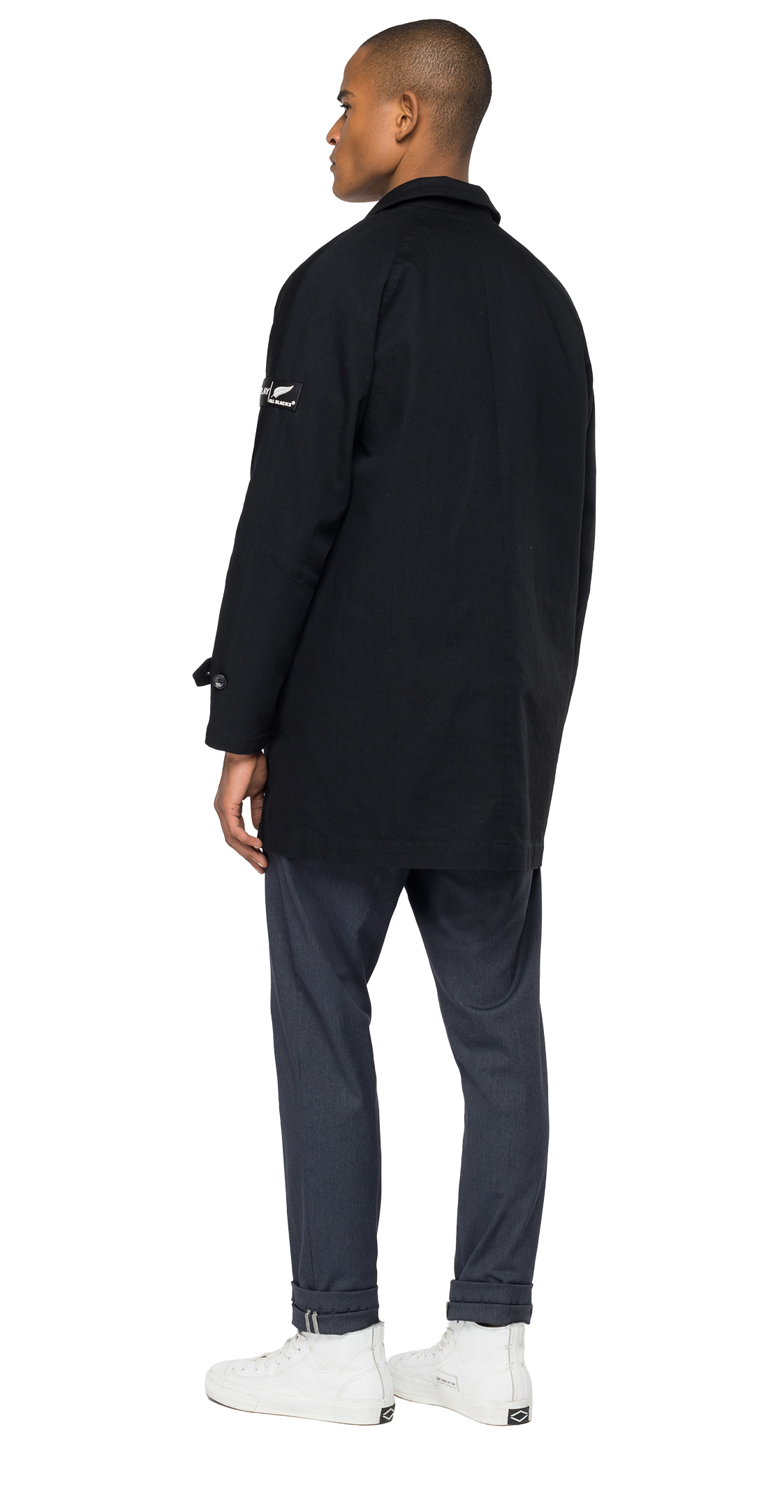ALL BLACKS &times; REPLAY ブラックデニムトレンチコート 詳細画像